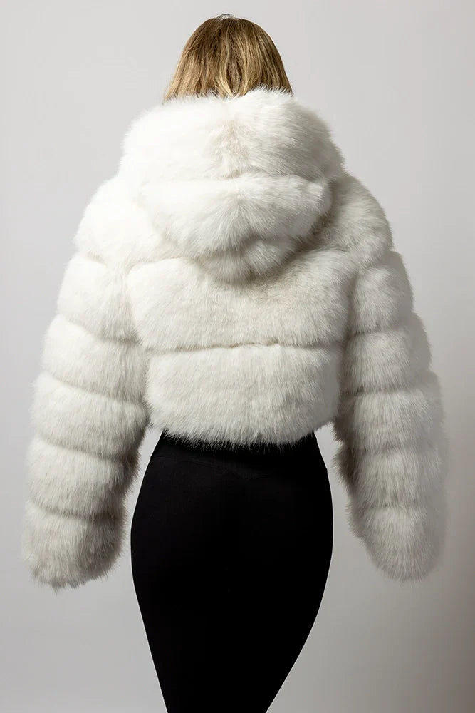 SugarFur Frost LED Coat - White Light Up Faux Fur Jacket