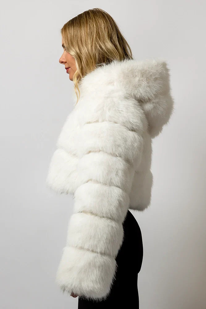 SugarFur Frost LED Coat - White Light Up Faux Fur Jacket